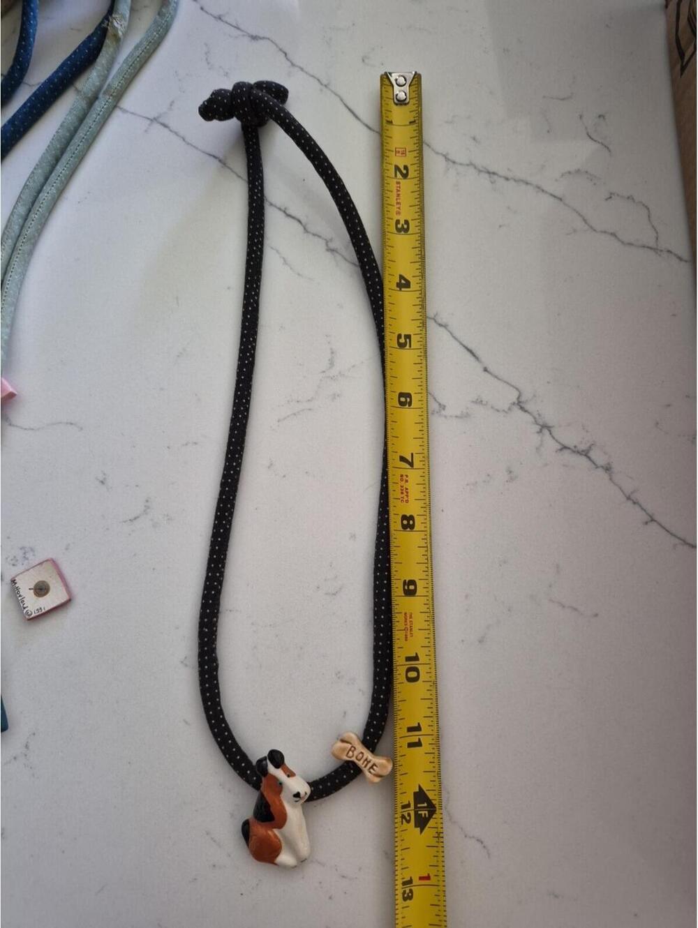 Stunning vtg. Flying Colors Hand Painted Ceramic Dog Pendant  necklace